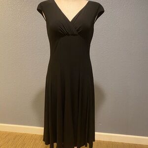American Living Black Sheath Midi Dress V-Neck Cap Sleeve